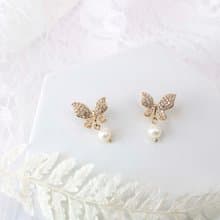 蝴蝶×珍珠 耳環