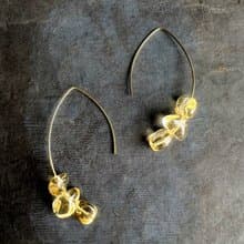 14kgf Citrine Marquis Hoop Pierced Earrings Gift Box