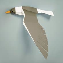Papercraft gull 3D sculpture, DIY Paper craft, Seagull model, DIGITAL TEMPLATE