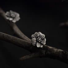 Real S 925 Sterling Silver Handmade Women Retro Plum Flower Studs Earrings