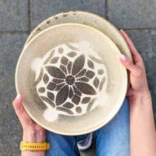 Handmade Ceramic Plates: Set of 2 Plate with Ukrainian Folk Art