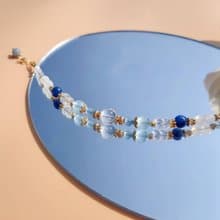 琉璃。濫觴 海水藍寶 白水晶 藍晶石 14K包金 水晶礦石設計手鍊
