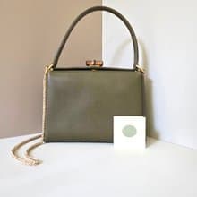 稀有中古二手Gucci橄欖綠竹節皮革小盒子單肩小包側背斜揹孭手袋