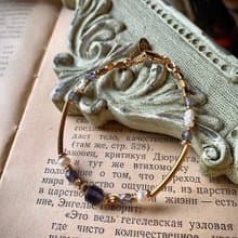 -收藏家-天然水晶手鍊 堇青石 天然淡水珍珠 復古黃銅手鍊