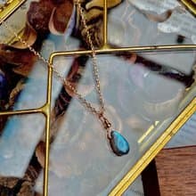 ITS-N123【14KGF・極品拉長石】水滴拉長石細緻項鍊