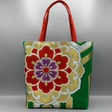 着物 帯 帯締め リメイク トートバッグ ハンドメイド 緑
