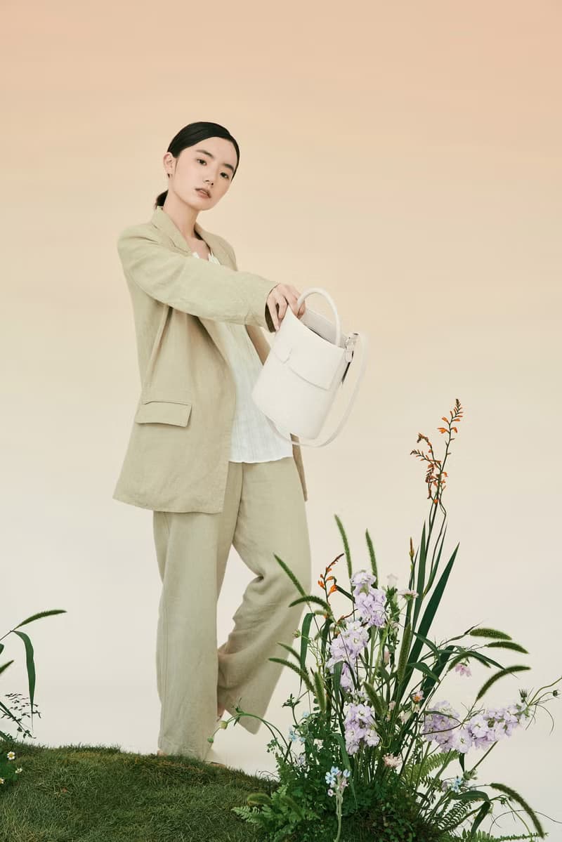 Gaia Bucket Bag 素皮革 水桶包 手提包 側背包 米白色