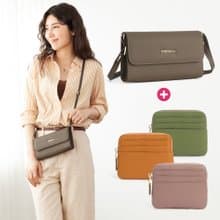 CHENSON 真皮手機包+ 真皮3卡零錢包 包夾二件組(P24545+W00820)