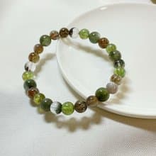 【嚴選】綠髮晶 清透綠磷灰 綠幽靈 黑骨幹 綠碧髮水晶手鍊