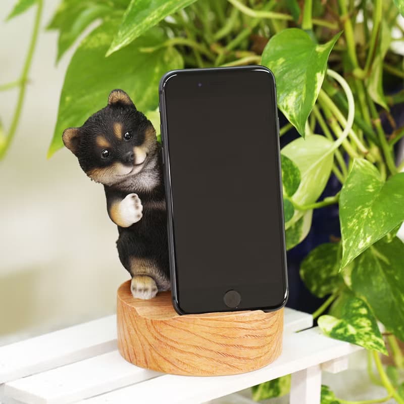 デバリエ ca218gbk【正規品】犬の置物 黒柴 スマホスタンド レジン製 ギフト かわいい 誕生日プレゼント