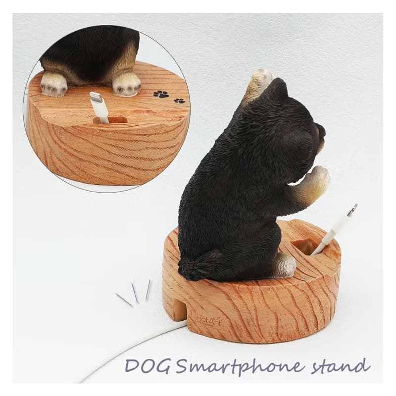 デバリエ ca218gbk【正規品】犬の置物 黒柴 スマホスタンド レジン製 ギフト かわいい 誕生日プレゼント