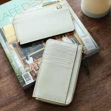 L-Zippy 卡片持有者錢包 - 珍珠白 (真皮皮夾) - 個性化錢包