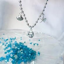 海洋精靈-美人魚 - 海星 -貝殼-925純銀手鍊-刻字-海水藍寶