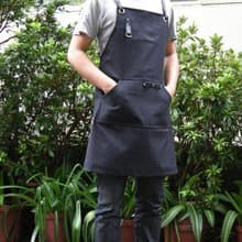黑色皮革帶圍裙(中厚)__圍裙 廚房 黑色 食物 帆布  工作衣