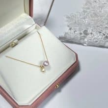 Yuan design 18k黃金項鍊日本Akoya海水近正圓珍珠吊墜路路通項鍊