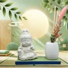 禪風設計 仿真榻榻米版香氛組 淨念吉祥之觀音 居家涼感提升