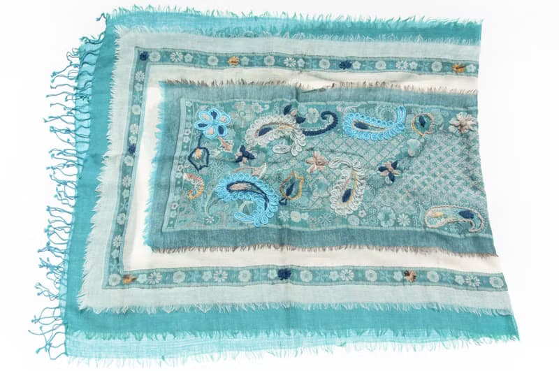 喀什米爾Cashmere/水煮羊毛披肩/針織圍巾/刺繡圍巾/羊絨披巾-花