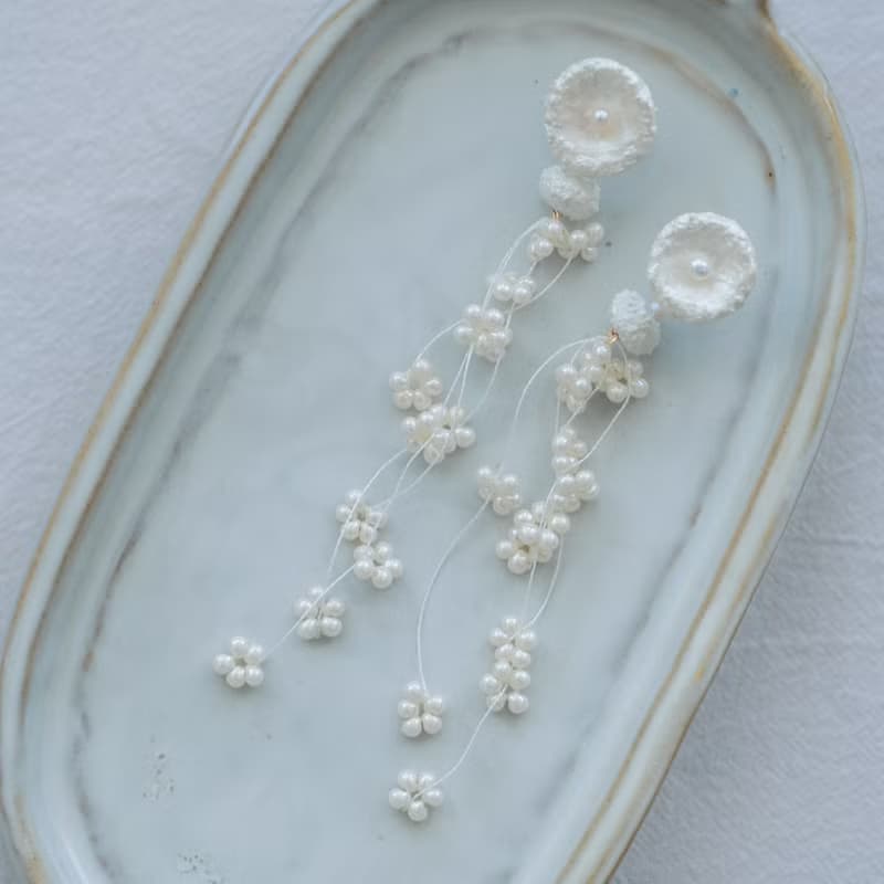 慵懶午後 米白 14KGF 耳環 / 耳夾