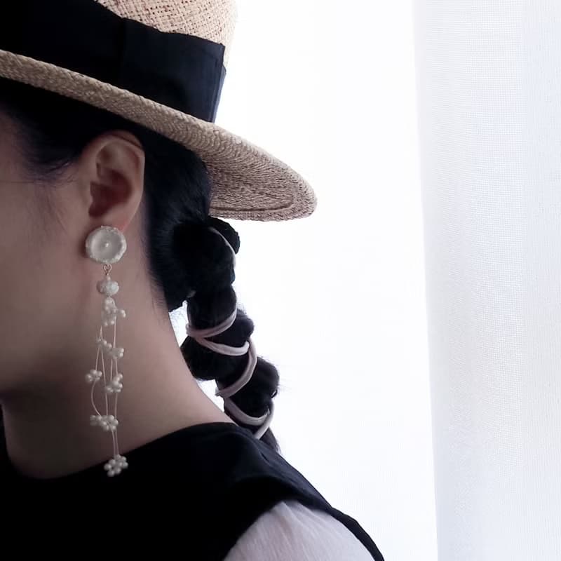 慵懶午後 米白 14KGF 耳環 / 耳夾