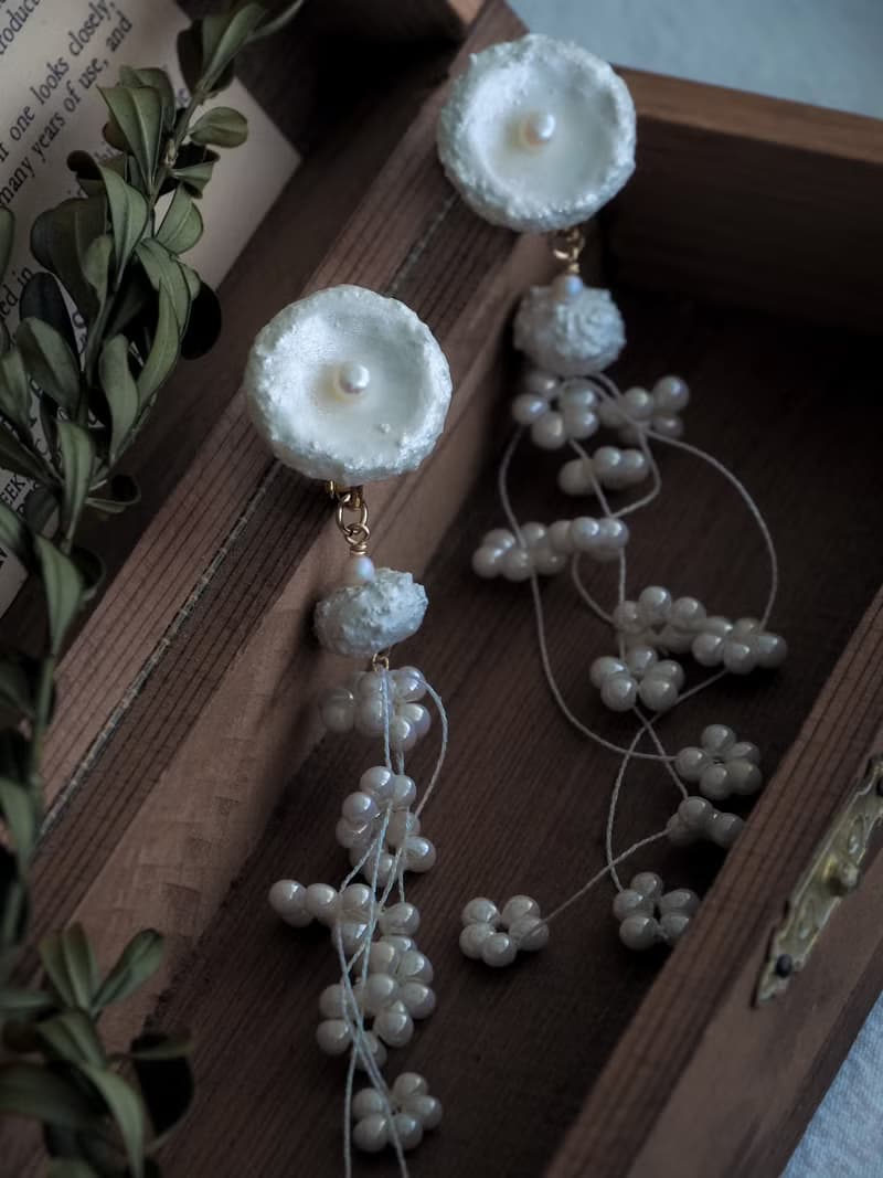 慵懶午後 米白 14KGF 耳環 / 耳夾