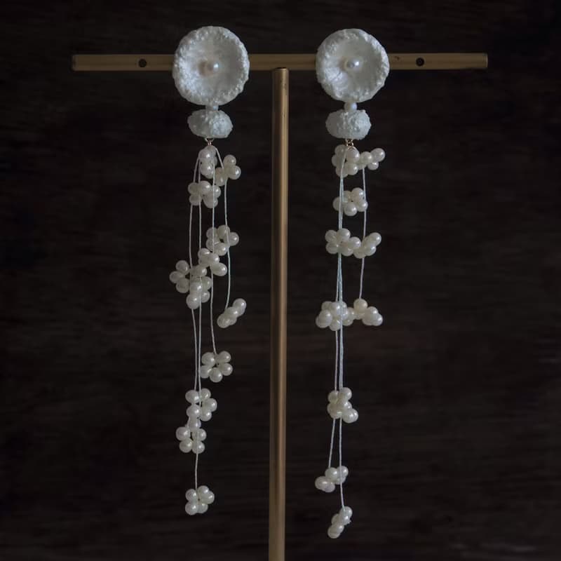 慵懶午後 米白 14KGF 耳環 / 耳夾