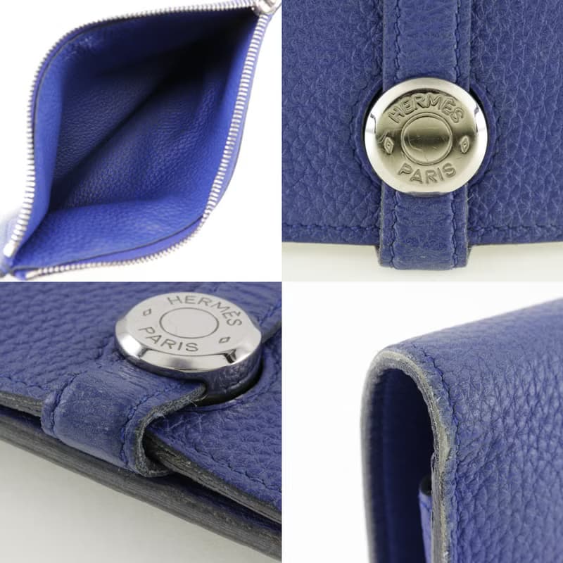 【日本直送】エルメス HERMES ドゴンGM 長財布 トゴ 青 T ユニセックス【中古】