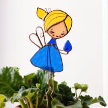 Flower fairy. Stained Glass decoration for plants pots. The Suncatcher