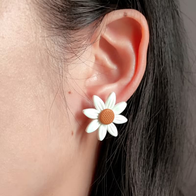 bi natural //小清新小雛菊手工軟陶耳環