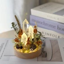T62水晶小夜燈桌花 / 水晶擺飾 乾燥花夜燈