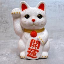 【福粉綻華】日本清水燒招財貓 | 花結晶 粉 - 開運 右