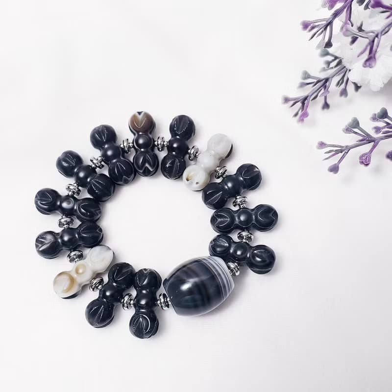 黑瑪瑙 金剛杵 陰陽和諧 趨吉避凶 事業成功 手鍊 單品 禮物