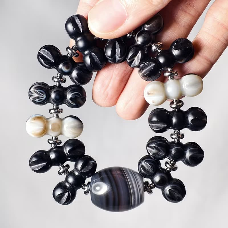 黑瑪瑙 金剛杵 陰陽和諧 趨吉避凶 事業成功 手鍊 單品 禮物