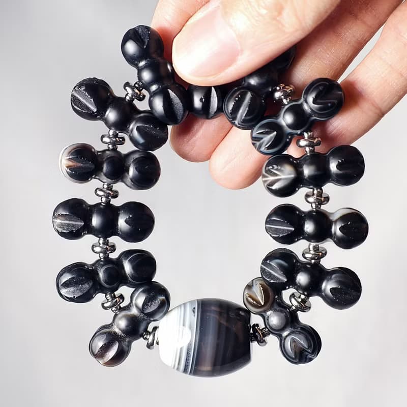 黑瑪瑙 金剛杵 陰陽和諧 趨吉避凶 事業成功 手鍊 單品 禮物