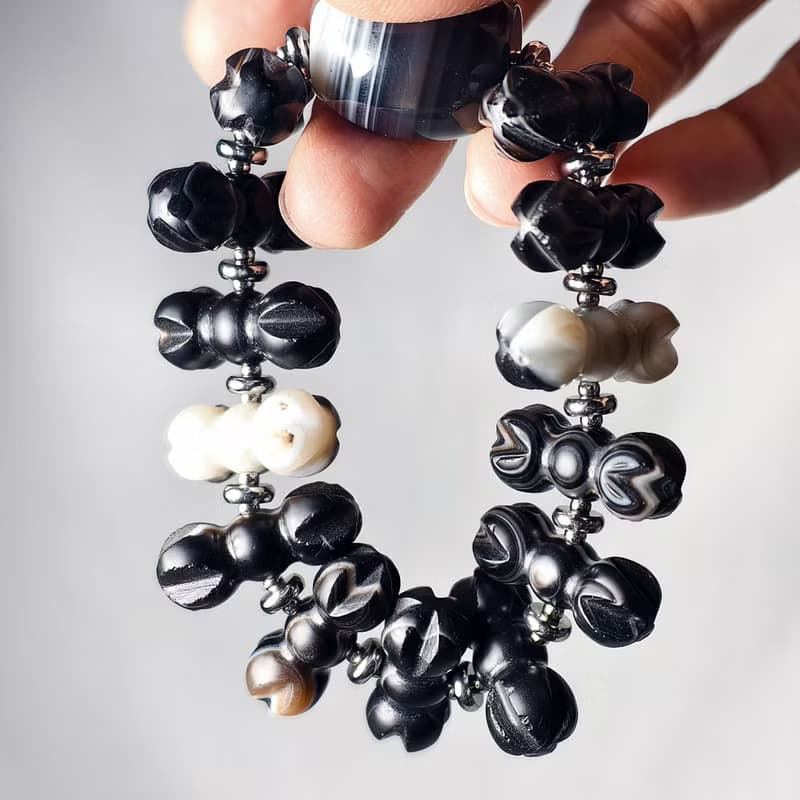 黑瑪瑙 金剛杵 陰陽和諧 趨吉避凶 事業成功 手鍊 單品 禮物