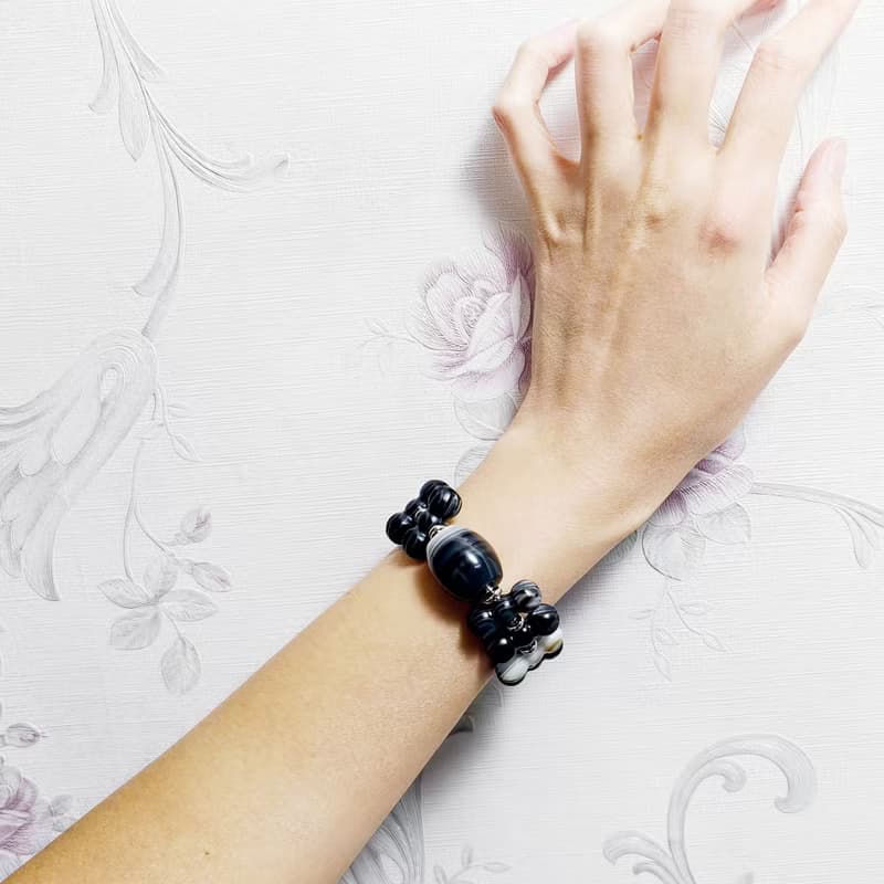 黑瑪瑙 金剛杵 陰陽和諧 趨吉避凶 事業成功 手鍊 單品 禮物