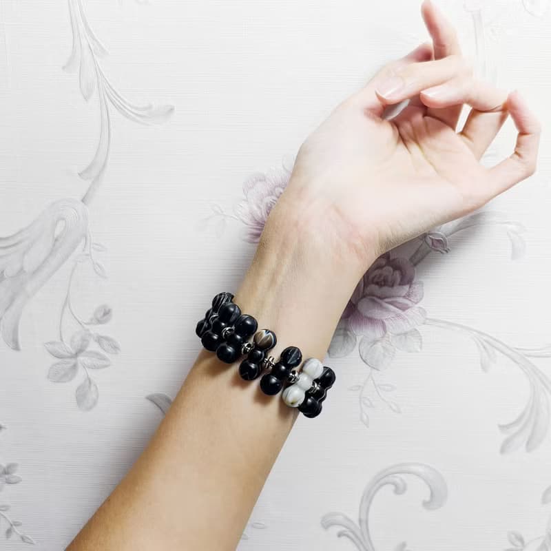 黑瑪瑙 金剛杵 陰陽和諧 趨吉避凶 事業成功 手鍊 單品 禮物