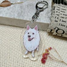 狐狸犬-壓克力吊飾(鑰匙圈)-雙面圖案-夾層