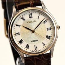 CITIZEN Exceed 男性用 ユニセックス クォーツ 腕時計 ローマ数字 33mm 薄型5mm厚 耐磁  手錶