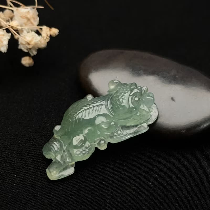 【招財神獸】冰綠翡翠貔貅擺飾 | 天然緬甸玉翡翠A貨 | 送禮
