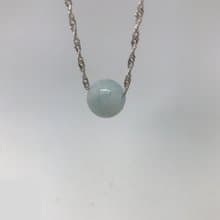 925純銀寶石項鍊 摩根石粉藍圓珠款 12mm天然石手工項鍊