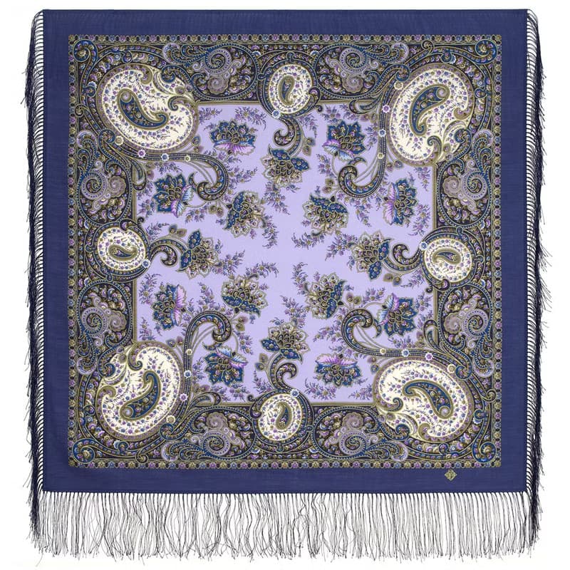 Authentic Pavlovo Posad Russian Shawl Scarf Soft 100% Wool 89x89 cm 2046-1