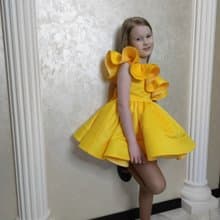 satin flower girl short yellow dress for wedding, birthday, concerts