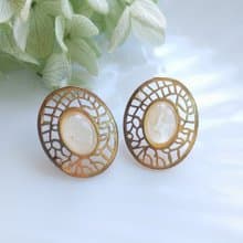 Vintage Jewelry 西洋古董飾品 橢圓 簍空個性 針式耳環