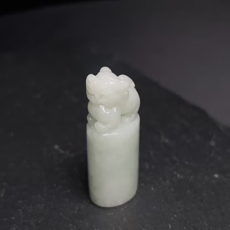 【招財神獸】淡綠翡翠貔貅玉印章 | 天然緬甸玉翡翠A貨 | 送禮