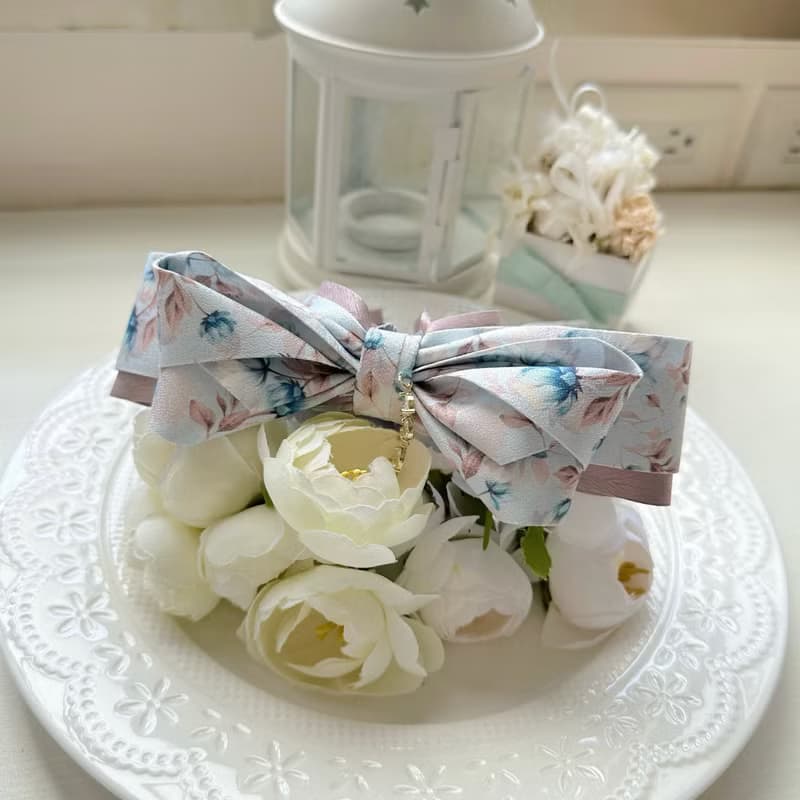 獨家款暈染花卉立體蝴蝶結相交夾香蕉夾仙女夾髮夾