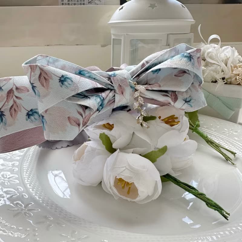 獨家款暈染花卉立體蝴蝶結相交夾香蕉夾仙女夾髮夾