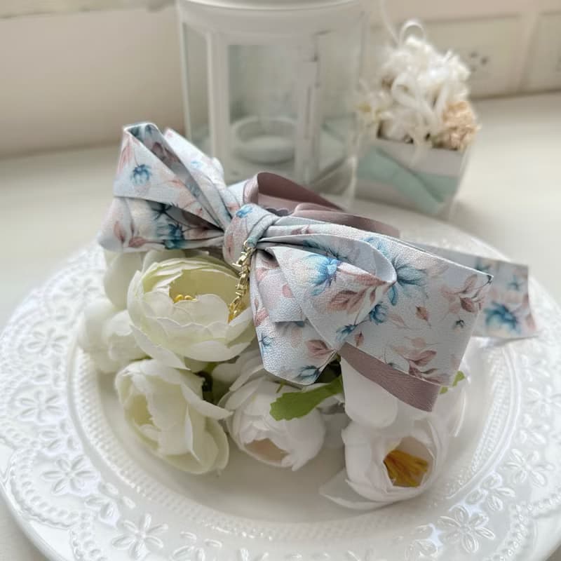 獨家款暈染花卉立體蝴蝶結相交夾香蕉夾仙女夾髮夾