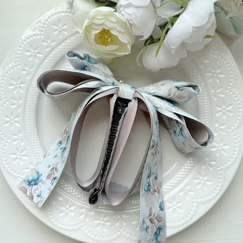 獨家款暈染花卉立體蝴蝶結相交夾香蕉夾仙女夾髮夾