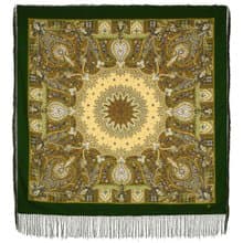 Original Pavlovo Posad Russian Shawl 100% Wool Woolen Scarf 110x110 cm 1712-10