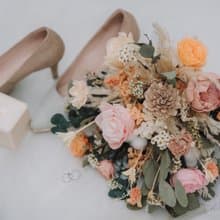 【竒植花物】粉橘微甜永生乾燥捧花 求婚花束 情人節 新娘捧花